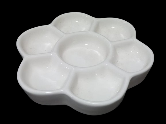 DELUXE PORCELAIN CERAMIC PALETTE ROUND 6" X 7 WELL