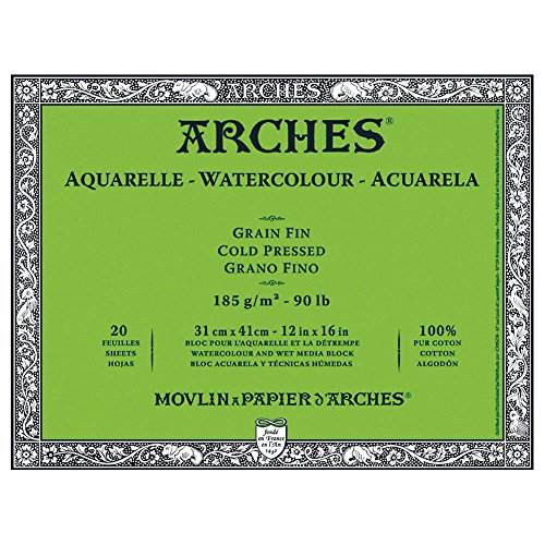 ARCHES WATER COLOUR BLOCK 20 SHEETS COLD PRESSED 185 GSM 100% COTTON 12" x 16" (200177158)