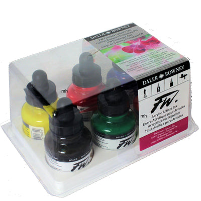 DALER & ROWNEY ACRYLIC PRIMARY INK SET OF 6 X 30 ML (160100006)