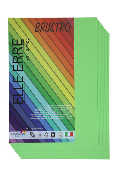 FABRIANO ELLE ERRE PACK OF 9-VERDE PISSELO  220 GSM A4 (FEL4 VP 10)