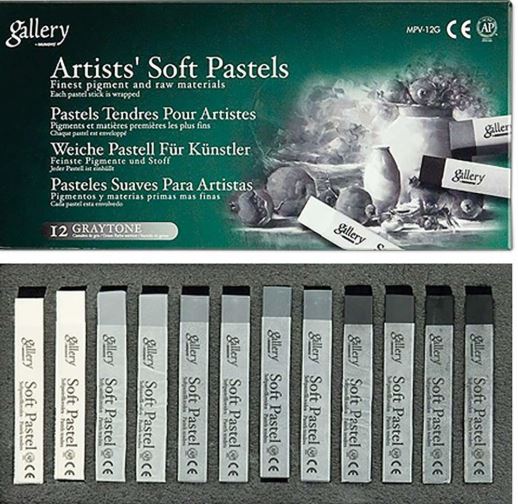 MUNGYO GALLERY ARTIST SOFT PASTEL GREY TONE SET OF 12 (MPV-12G)