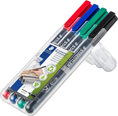 STAEDTLER LUMOCOLOR FINE PERMANENT MARKER SET OF 4  (318 WP 4)