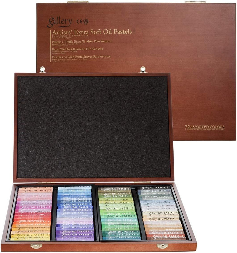 MUNGYO GALLERY EXTRA SOFT OIL PASTEL WOODEN BOX SET OF 72 ASSORTED (MPOV-72W)