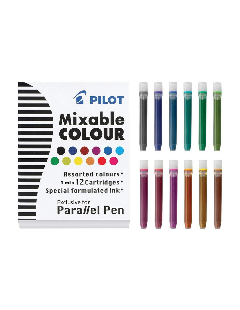 PILOT CALLIGRAPHY PARALLEL PEN REFILL ASSORTED 12 PC PKT