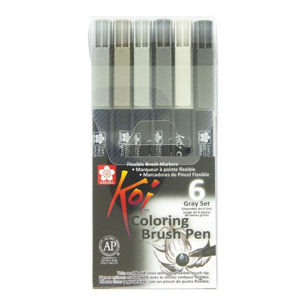 SAKURA KOI WATER COLOUR BRUSH PEN GRAY SET OF 6