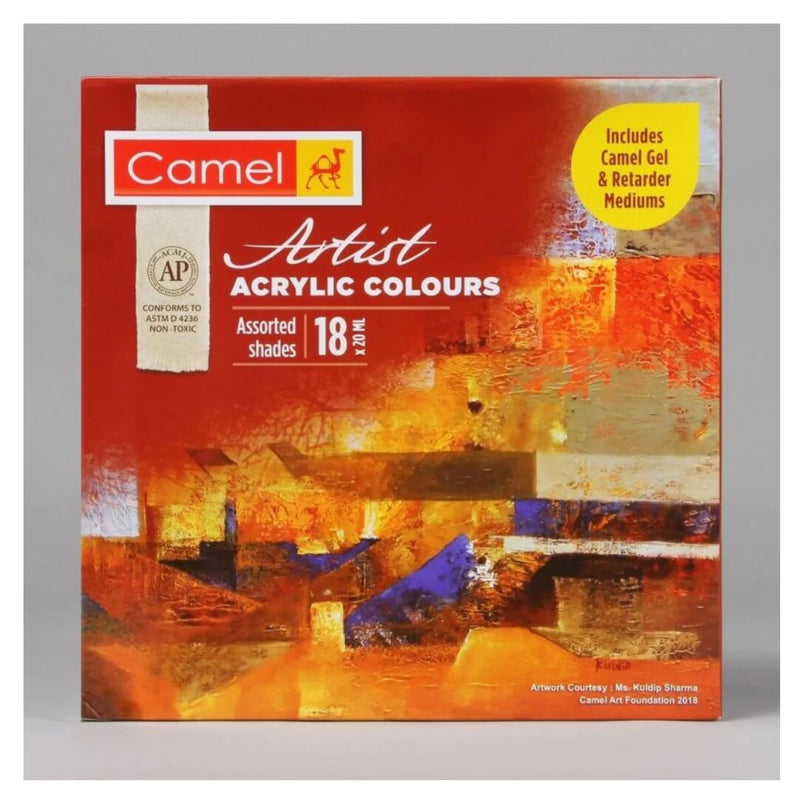 CAMLIN ARTIST ACRYLIC  SET OF 18 COLOURS X 20 ML (811191)