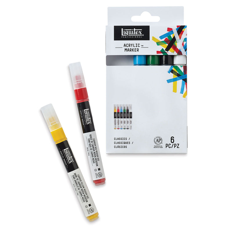 LIQUITEX ACRYLIC PAINT MARKERS BASIC SET OF 6 (2 MM) (4690002)