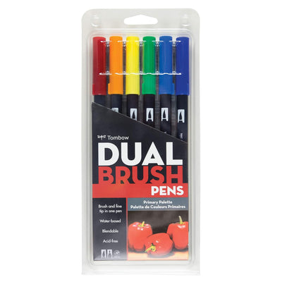 TOMBOW DUAL WATER COLOUR BRUSH PEN PRIMARY SET OF 6 (ABT-6C PR)