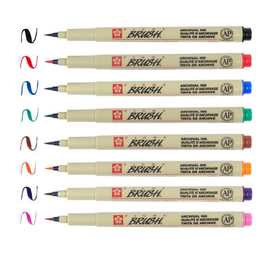 SAKURA PIGMA BRUSH PEN SET OF 8 (XSDK-BR8)