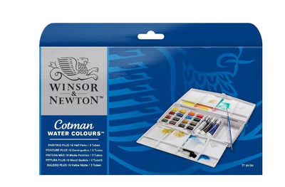 WINSOR & NEWTON COTMAN WATER COLOUR PAN & TUBES PAINTING PLUS SET 1/2 PANS SET OF 16 (0390375)