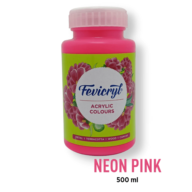 FEVICRYL ACRYLIC COLOUR 018 NEON PINK 500 ML