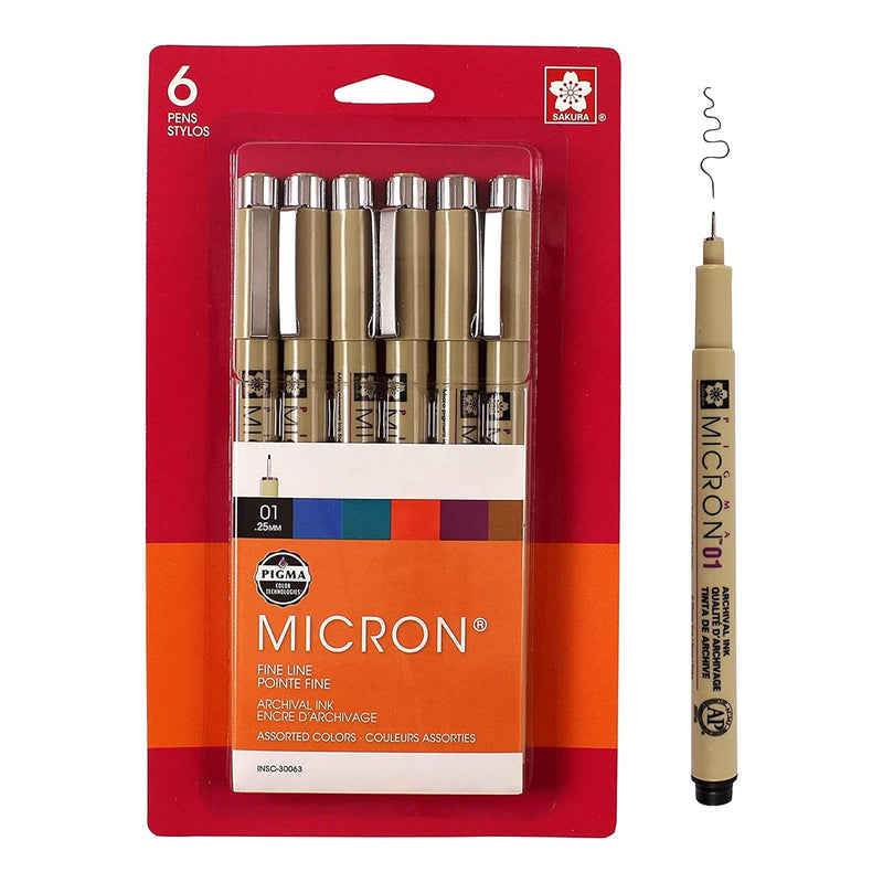 SAKURA PIGMA MICRON BASIC SET OF 6 (XSDK-6M)