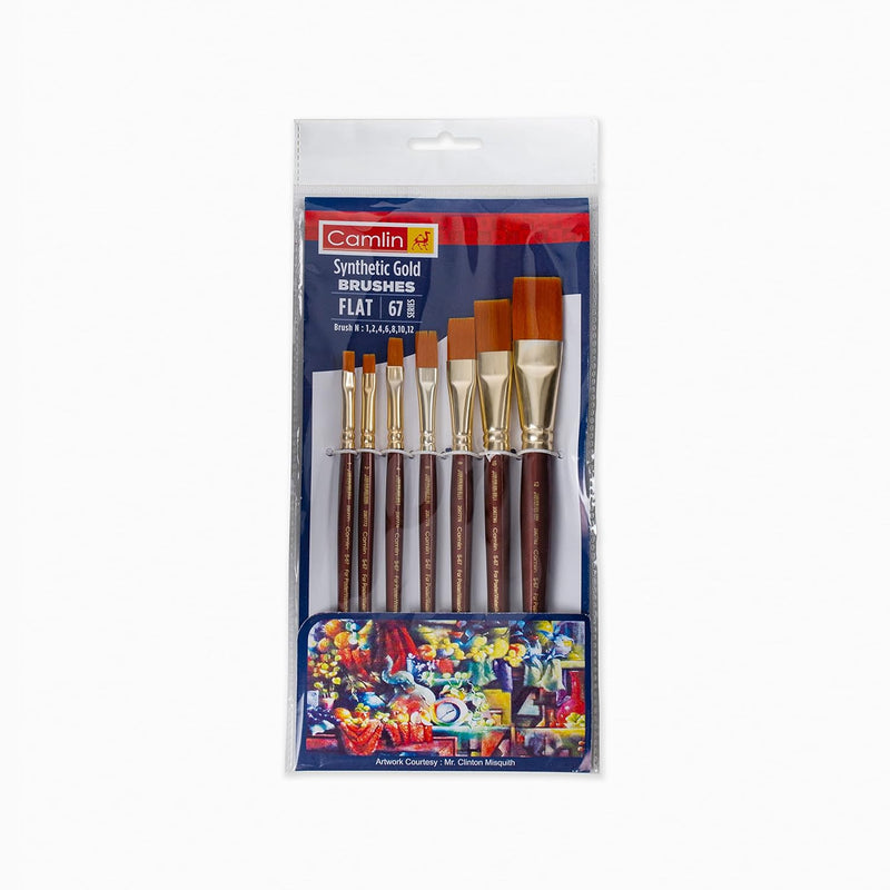 CAMEL FLAT SYNTHETIC BRUSH SET OF 7 (SR 67)