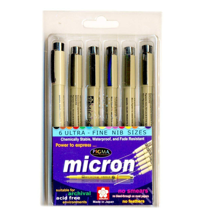 SAKURA PIGMA MICRON COLOUR PEN SET OF 6 (XSDK005