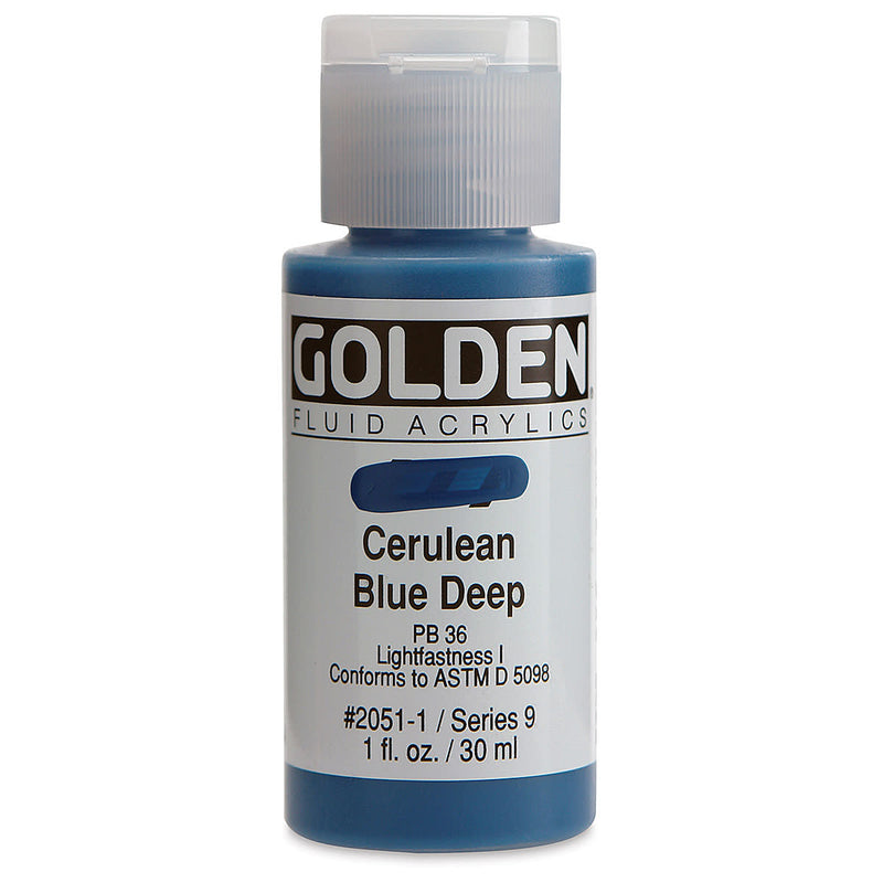 GOLDEN FLUID ACRYLIC 30 ML SR 9 CERULEAN BLUE DEEP 0002051-1