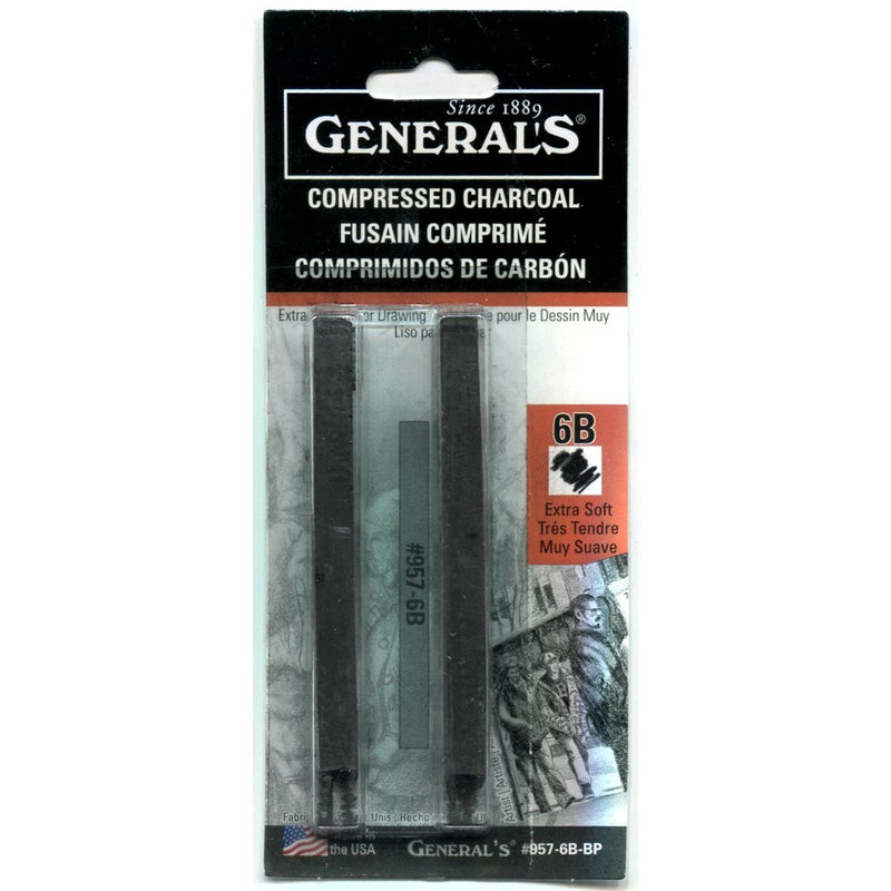 GENERAL COMPRESSED CHARCOAL STICK 2 6B (957-6B)