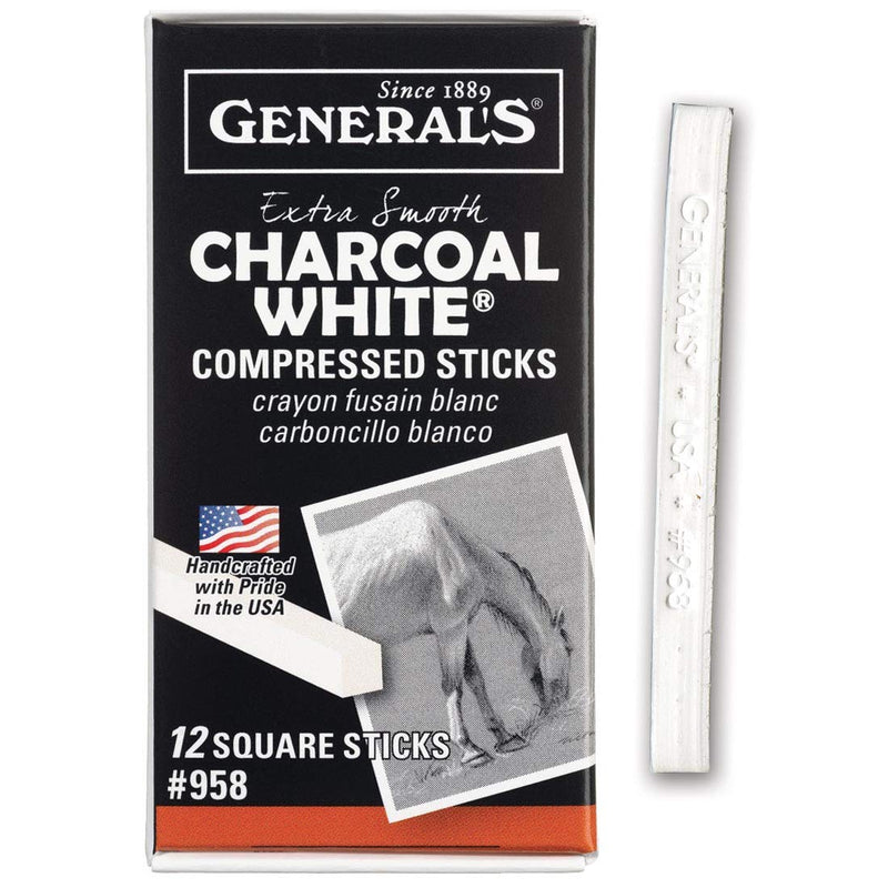 GENERAL COMPRESSED CHARCOAL STICK WHITE (958BP)