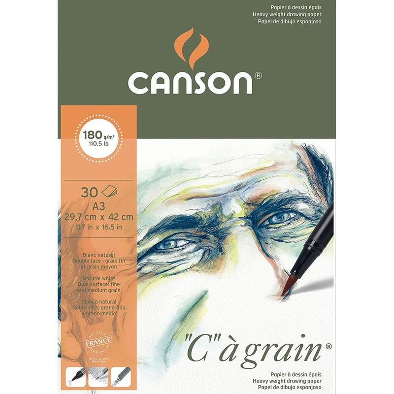 CANSON "C"A GRAIN DRAWING PAD 1SG 180 GSM A3