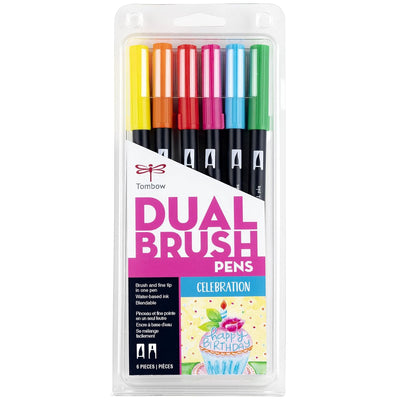 TOMBOW DUAL WATER COLOUR BRUSH PEN BRIGHT SET OF 6 (AB-T6CBR)