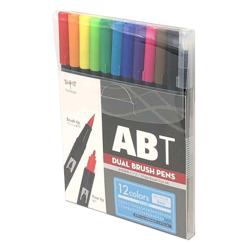 TOMBOW DUAL WATER COLOUR BRUSH PEN BASIC SET OF 12 (ATB-12C BA)