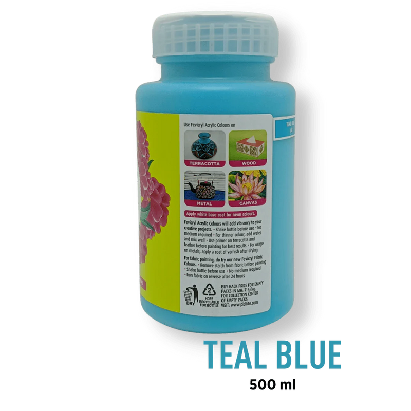 FEVICRYL ACRYLIC COLOUR 68 TEAL BLUE 500 ML