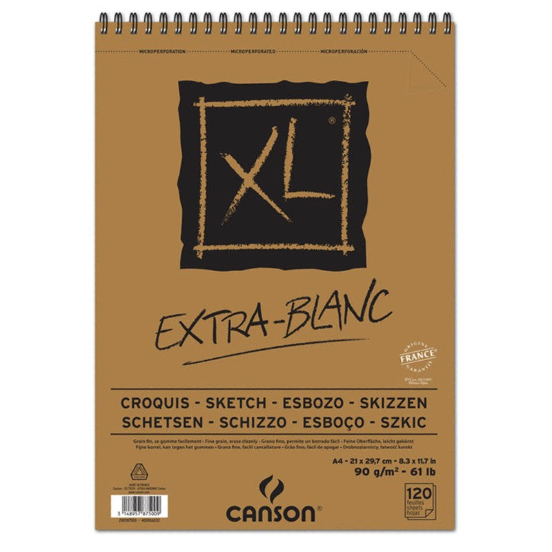 CANSON XL ALBUMS SPIRAL EXTRA WHITE 120 SHEETS 90 GSM A4 (200787500)