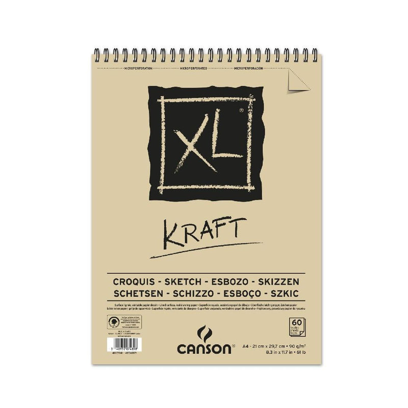 CANSON XL KRAFT LINED ALBUMS SPIRAL 60 SHEETS 90 GSM A4 (400039141)