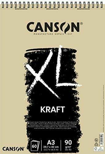 CANSON XL KRAFT LINED ALBUMS SPIRAL 60 SHEETS 90 GSM A3 (400039142)