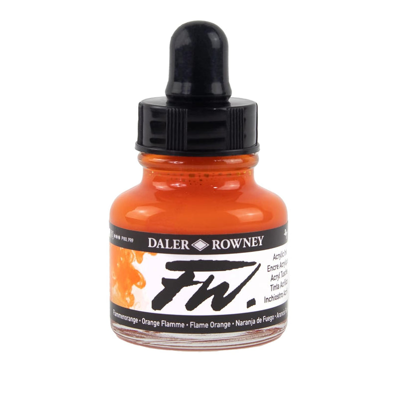 DALER & ROWNEY FW ACRYLIC INK 29.5 ML FLAME ORANGE 160029687