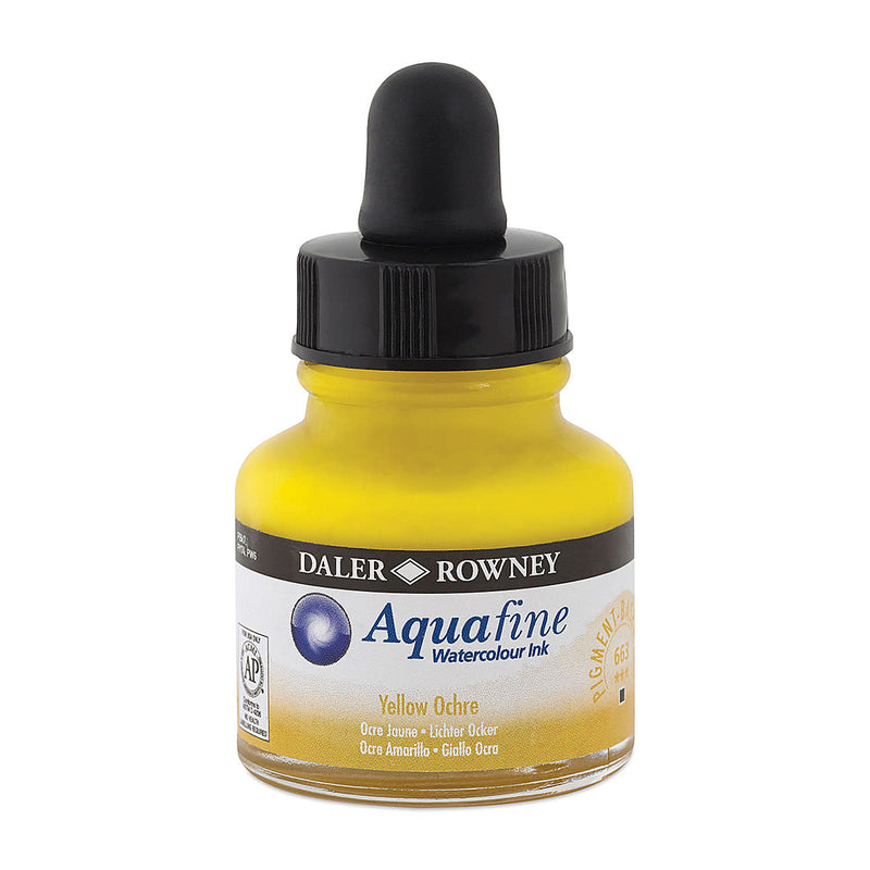 DALER & ROWNEY AQUAFINE WATER COLOUR INK YELLOW OCHRE 29.5 ML (663)