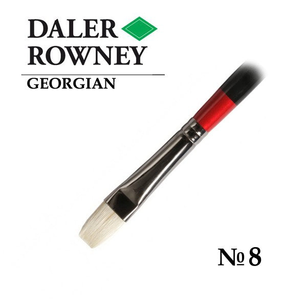 DALER & ROWNEY GEORGIAN HOG HAIR BRUSH SHORT FLAT G36 NO 8