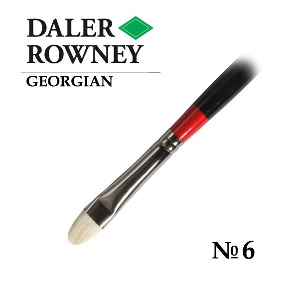 DALER & ROWNEY GEORGIAN HOG HAIR BRUSH SHORT FILBERT G18 NO 6