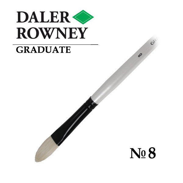 DALER & ROWNEY GRADUATE BRUSH HOG BRISTLE LONG HANDLE FILBERT NO 8