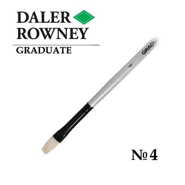 DALER & ROWNEY GRADUATE BRUSH HOG BRISTLE LONG HANDLE FLAT NO 4