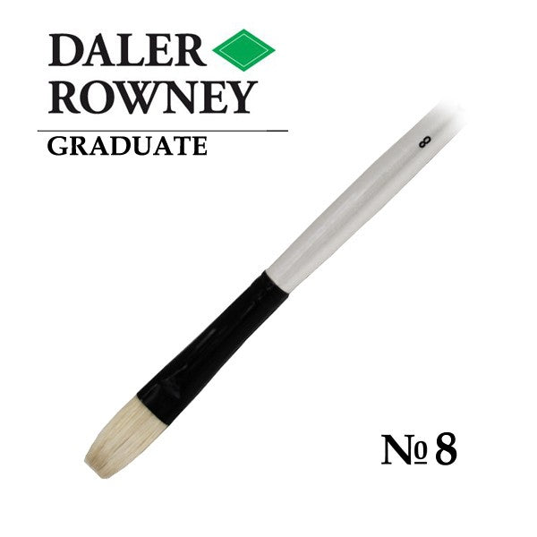 DALER & ROWNEY GRADUATE BRUSH HOG BRISTLE LONG HANDLE FLAT NO 8