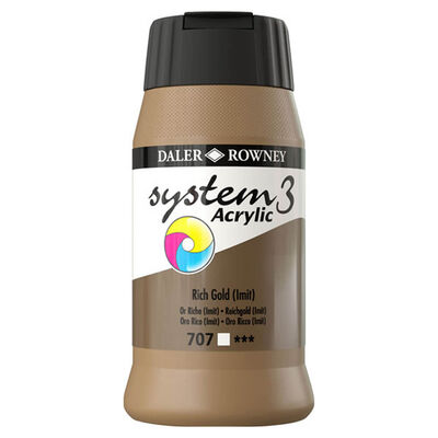 DALER & ROWNEY SYSTEM 3 ACRYLIC 500 ML RICH GOLD IMIT 500707