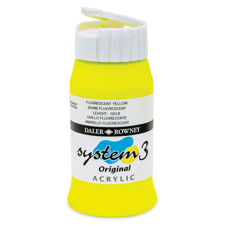 DALER & ROWNEY SYSTEM 3 ACRYLIC 500 ML FLUORO YELLOW 500681