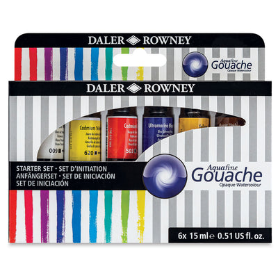 DALER & ROWNEY AQUAFINE GOUACHE COLOUR SET OF 6X15 ML