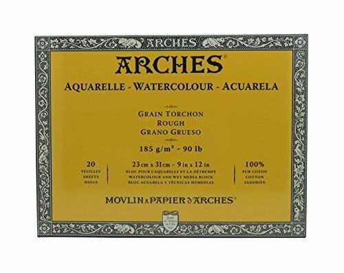 ARCHES WATER COLOUR BLOCK 20 SHEETS ROUGH 185 GSM 100% COTTON 9" x 12" (1795078)