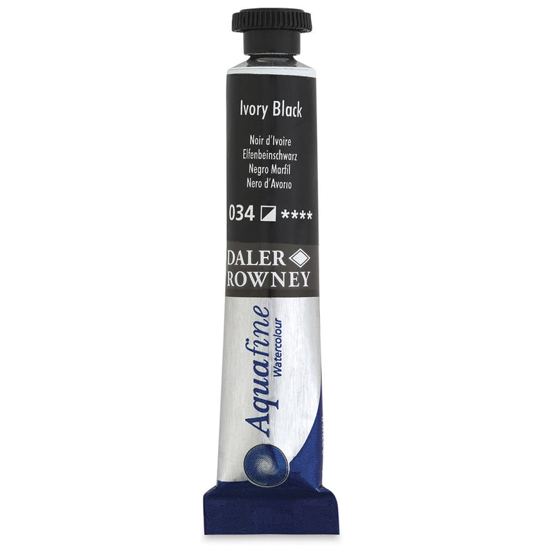 DALER & ROWNEY AQUAFINE WATER COLOUR TUBE 8 ML IVORY BLACK (131008034)