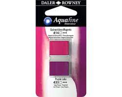 DALER & ROWNEY AQUAFINE 2 PC 1/2 PAN  QUINACRIDONE MAGENTA/PURPLE SET OF 2 (007)