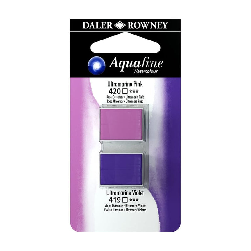 DALER & ROWNEY AQUAFINE 2 PC 1/2 PAN  ULTRAMARINE PINK/ULTRAMARINE VIOLET SET OF 2 (008)