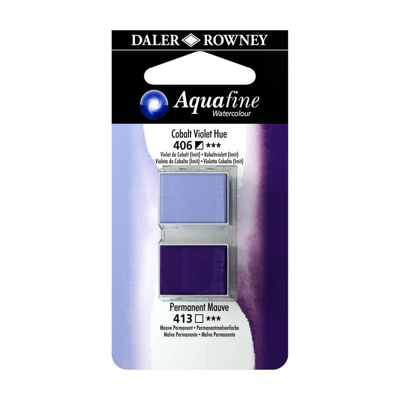 DALER & ROWNEY AQUAFINE 2 PC 1/2 PAN  COBALT VIOLET HUE/MAUVE SET OF 2 (009)