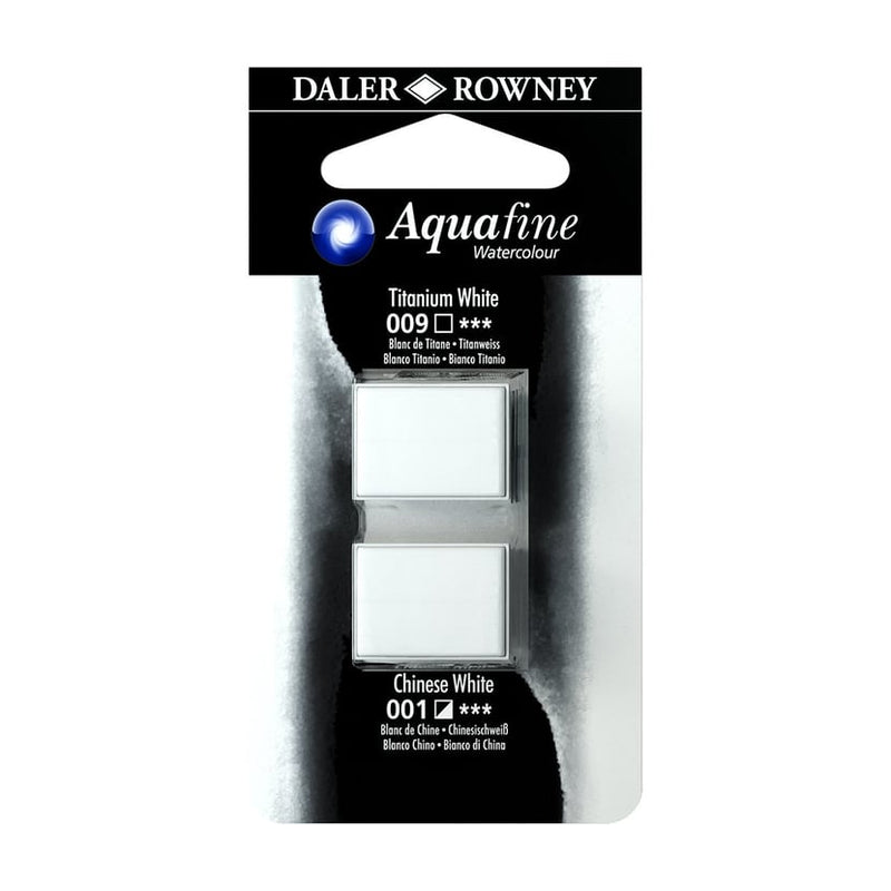 DALER & ROWNEY AQUAFINE 2 PC 1/2 PAN  TITANIUM WHITE/CHINESE WHITE SET OF 2 (023)