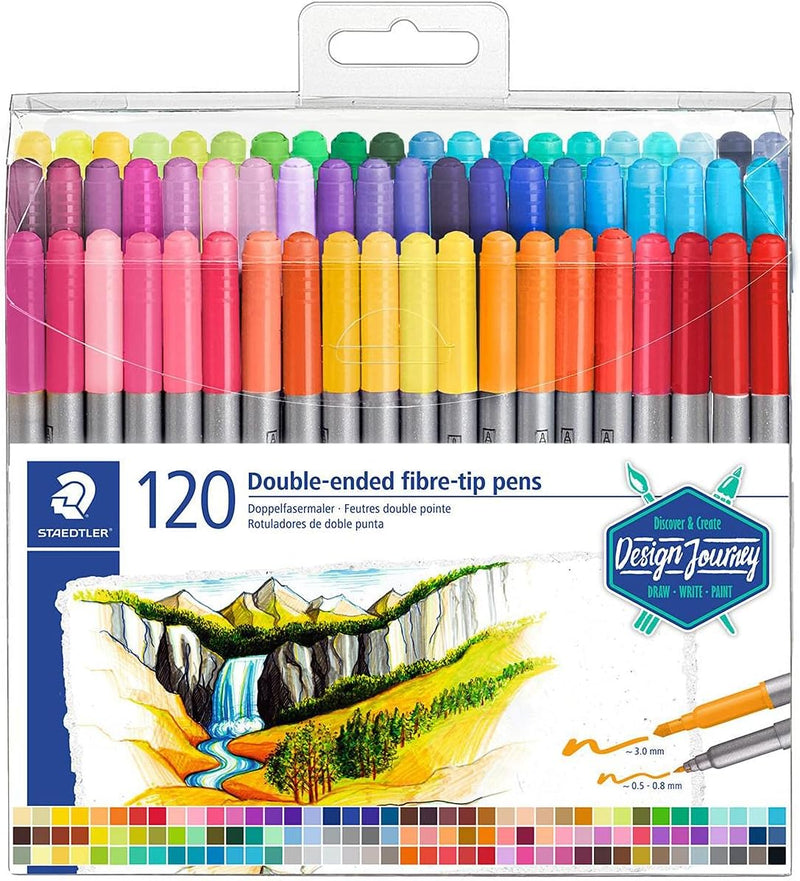 STAEDTLER DOUBLE ENDED FIBRE TIP MARKERS SET OF 120 (3200TB120)