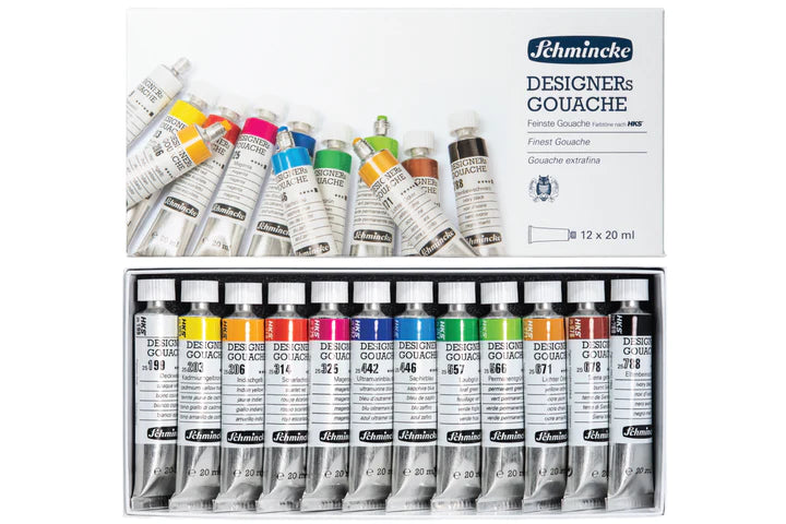 SCHMINCKE DESIGNERS GOUACHE CARDBOARD SET 12 X 20 ML  (4097)