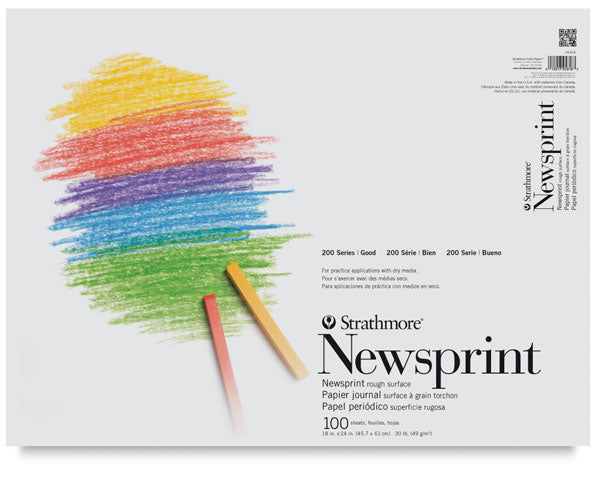 STRATHMORE NEWSPRINT PADS 100 SHEETS SR 200 49 GSM 45.7 x 61 CM (P25-818-1)