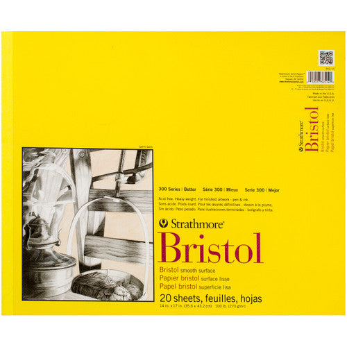 STRATHMORE BRISTOL PAD SMOOTH 20 SHEETS SR 300 270 GSM 35.56 x 43.18 (P342-14-1)