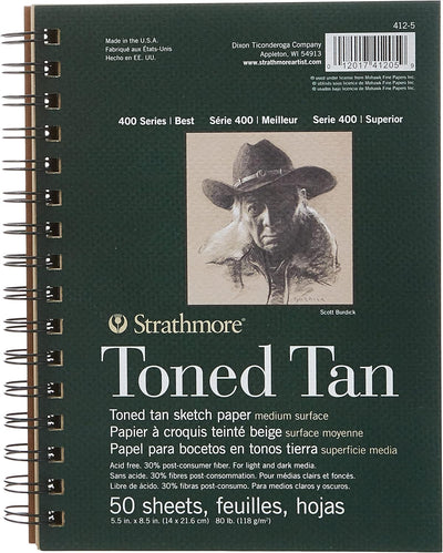 STRATHMORE TONED TAN PAD 50 SHEETS SR 400 118 GSM 13.97 x 21.59 CM (P412-5)