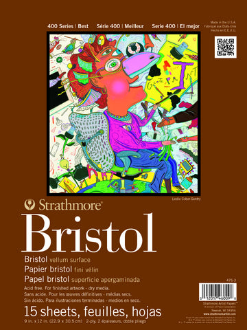 STRATHMORE BRISTOL PADS VELLUM 15 SHEETS SR 400 2 Ply 22.9 x 30.5 CM (P475-3-1)